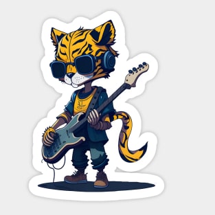 Bass Guitar Tiger Sticker